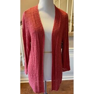 Alexandra + Oak Women's Knit Open Front Cardigan Sweater Size L Clay Pot Color